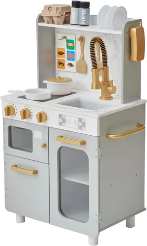 Miniatura 8 de Teamson Kids Little Chef Memphis - Juego de cocina de madera para niños pequeños con 16 accesorios, juego de cocina realista con horno microondas