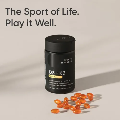 Miniatura 7 de Sports Research® Vitamina D3 + K2 con aceite de coco, vitamina D vegana 5000iu y vitamina K Mk7 de 100 mcg para apoyo óseo e inmunológico