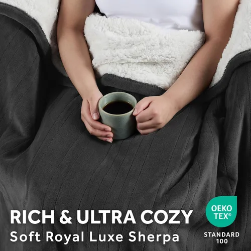 Miniatura 4 de Sunbeam Electric Royal Luxe - Manta térmica de microfelpa de sherpa inversa, 12 ajustes de calor, apagado automático seleccionable de 12 horas