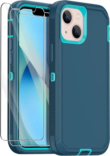 Miniatura 11 de Funda para iPhone 13 Mini con 2 protectores de pantalla, protección contra caídas a prueba de golpes, cuerpo completo, resistente, 3 capas, militar