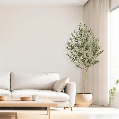 Miniatura 2 de Realead Árbol de olivo sintético de 6 pies, plantas de olivo alto, árbol de seda de olivo falso en maceta, olivos artificiales para decoración