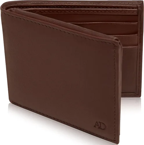 Miniatura 8 de Access Denied Billeteras delgadas de cuero plegable para hombre, cartera minimalista para hombre, con bloqueo RFID, tarjetero con ventana