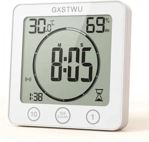 Reloj de ducha digital, reloj temporizador de baño, resistente al agua para rociar agua, alarma de cuenta regresiva, temporizador de pantalla