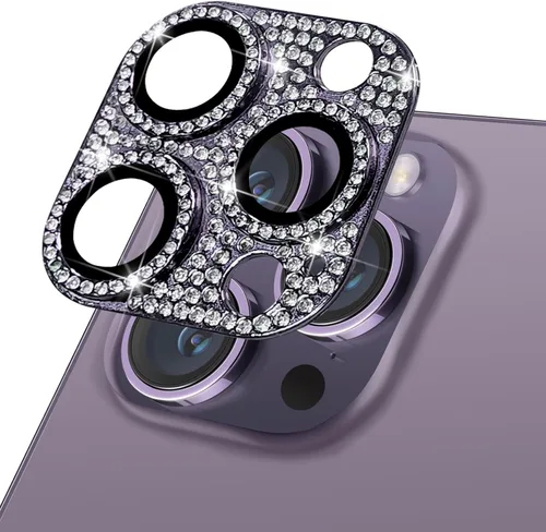 Miniatura 87 de Protector de lente de cámara diseñado para iPhone 12 Pro Max, con diamantes de imitación 3D con diamantes de imitación 9H, vidrio templado, Rosado
