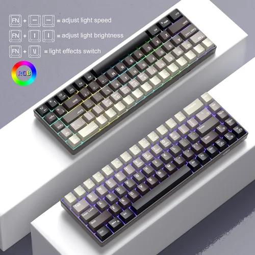 Miniatura 4 de MageGee Teclado mecánico portátil 60% para juegos, interruptor de ballena azul intercambiable en caliente, retroiluminación RGB compacto de 68