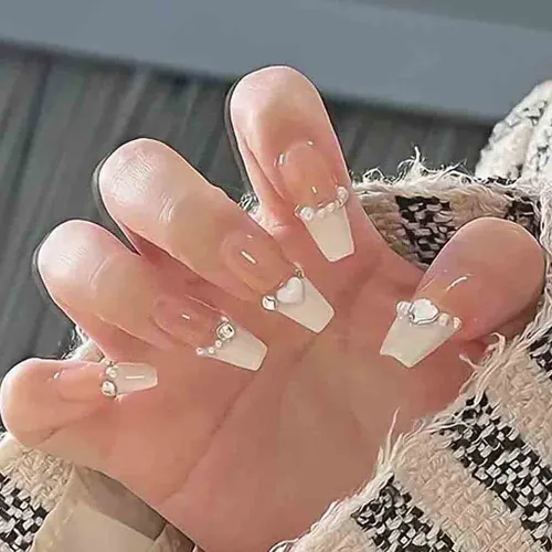 Miniatura 10 de RikView Uñas postizas a presión con forma de ataúd, uñas acrílicas largas con flores 3D, uñas postizas rosadas brillantes para mujeres, juego de 24