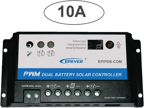 Miniatura 8 de EPEVER Medidor MT-1 remoto con pantalla LCD para controlador de carga solar EPIPDB-COM Serie 10A/20A Sistema de carga de panel solar de doble batería