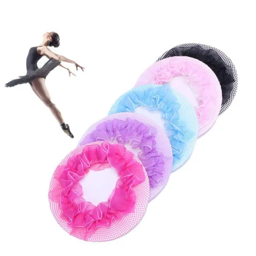 Miniatura 5 de 8 redes de pelo reutilizables para moño, red elástica con borde de flor para ballet, cubierta de moño de ballet, patinaje, gimnasia, actuación