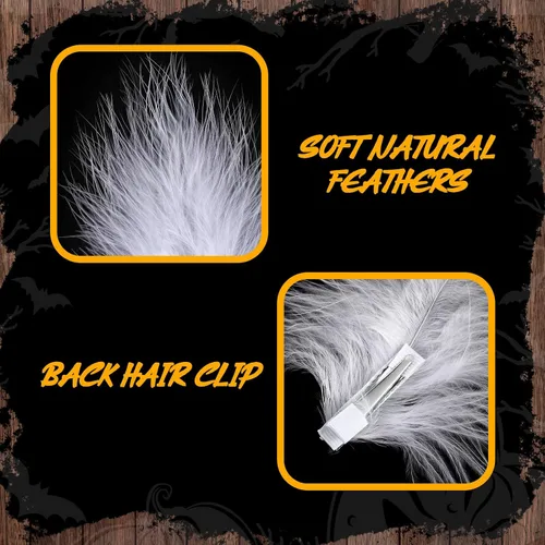 Miniatura 5 de Geyoga 24 pinzas para el pelo de plumas blancas de los años 20 – Elegante accesorio para la cabeza y la aleta para la fiesta nupcial de la boda