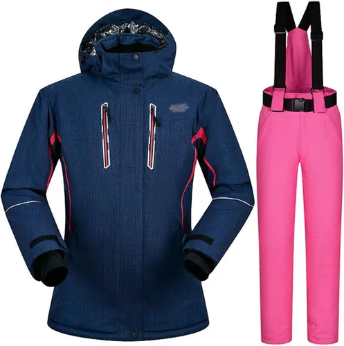 Miniatura 28 de Conjunto de chaquetas y pantalones de esquí para mujer, invierno al aire libre, talla grande, trajes de esquí cálidos con capucha, trajes de nieve E