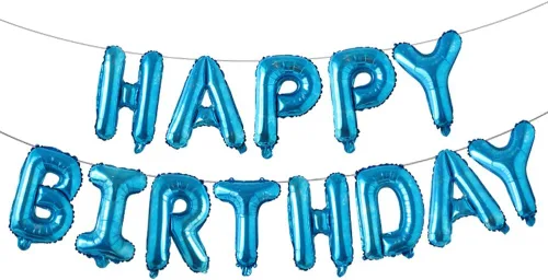 Miniatura 8 de Globos de cumpleaños con texto en inglés «Happy Birthday», de papel de aluminio para decoración (idioma español no garantizado), Azul Start