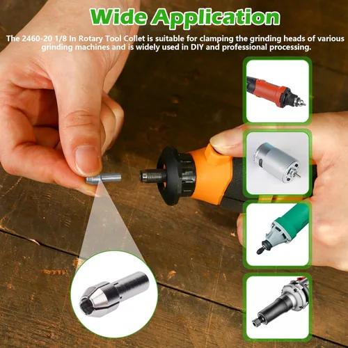 Miniatura 4 de 42-77-0400 2460-20 1/8 In Herramienta Rotativa Collet Fit para Dremel Color Plata (2 piezas)
