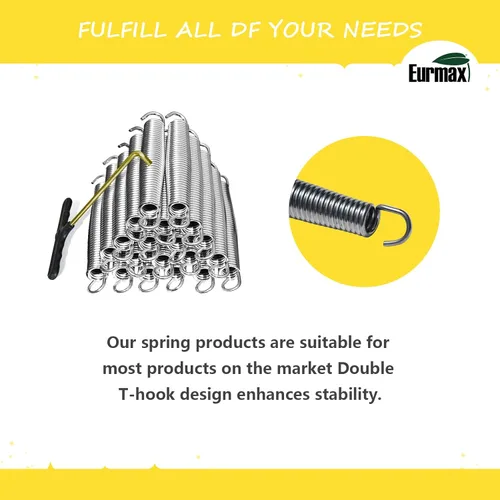 Miniatura 5 de Eurmax USA Muelles de Trampolín de Acero Inoxidable Resistente de Repuesto con Gancho en T, Paquete de 20 piezas