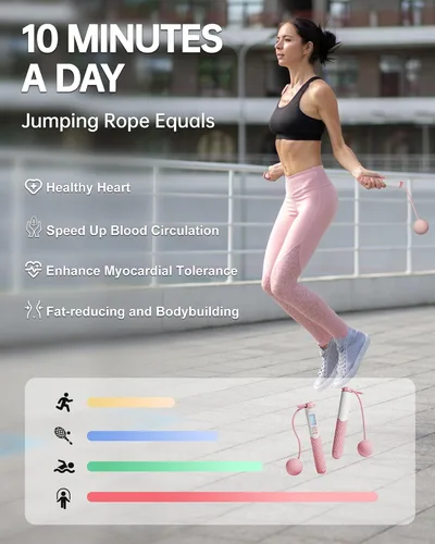 Miniatura 7 de nonogo Cuerda de saltar inalámbrica con contador para fitness, cuerda de saltar inteligente ajustable para hombres, mujeres, niños, boxeo de Negro