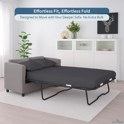 Miniatura 2 de Rajlinen Juego de sábanas para sofá cama tamaño matrimonial de 52 x 72 pulgadas, color gris oscuro, sábanas para sofá, cama, 100% algodón egipcio