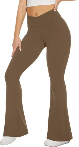 Miniatura 159 de TNNZEET Leggings acampanados negros para mujer, pantalones de yoga cruzados con bolsillos, corte de bota, leggings acampanados
