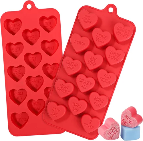 Miniatura 10 de Webake Molde cuadrado para chocolate, paquete de 2 moldes de silicona para chocolate de conversación, molde de chocolate para parejas románticas
