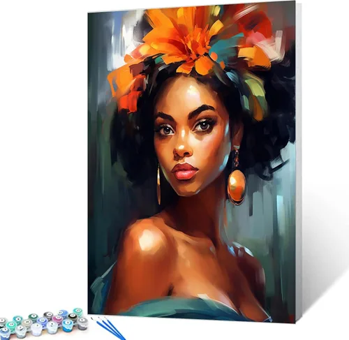 Miniatura 2 de Tucocoo Pintura por números para adultos, kits de pintura al óleo digital sobre lienzo con pinceles y pigmento acrílico, hermoso retrato de niña