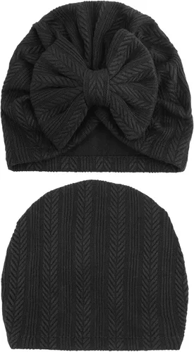 Miniatura 6 de DRESHOW BQUBO 5 Pieces Newborn Baby Turban Hats Bow Baby Infant Beanie Breathable Toddler Cap for Baby Girls
