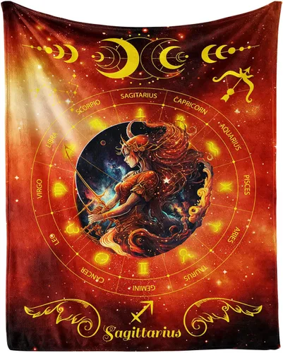 Miniatura 27 de Manta del zodiaco Tauro, manta de franela de 50 x 40 pulgadas, manta de franela con temática de astrología y estrellas y vibrante, manta suave