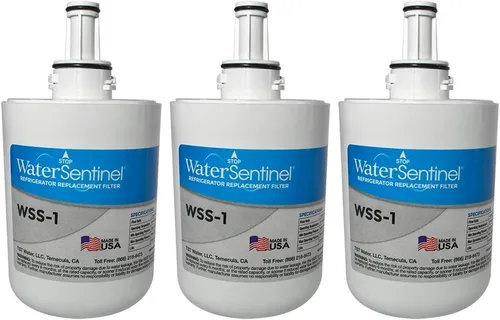 WaterSentinel Filtro de repuesto para refrigerador WSS-1: se adapta a filtros Samsung HAF-CU1 (paquete de 3), azul, blanco