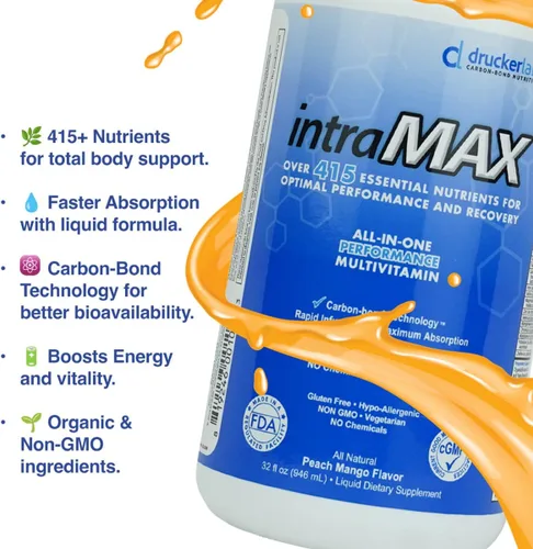 Miniatura 6 de Líquido de nutrición intraMax, sabor a mango y melocotón, 0.30 onzas de fibra / 0.15 onzas de proteína por porción, vitaminas, minerales, enzimas