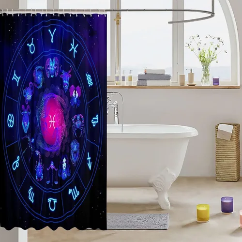 Miniatura 3 de Piscis - Cortina de baño de 72 pulgadas de ancho x 72 pulgadas de largo, 12 patrones de constelación para niños, niñas, niños, niñas, juego