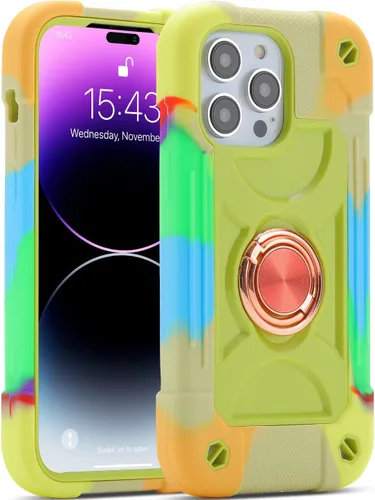 Miniatura 51 de MARKILL Funda compatible con iPhone 15 de 6.1 pulgadas con soporte integrado, [grado militar resistente de cuerpo completo] protección contra Rosa