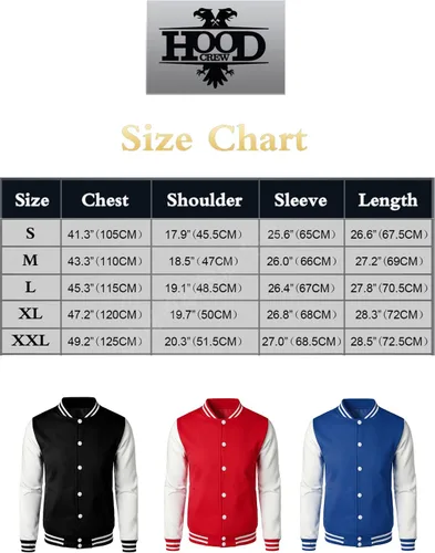Miniatura 7 de HOOD CREW Chaquetas universitarias de moda para hombre, abrigo casual de béisbol