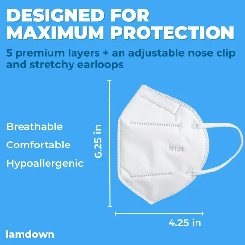 Miniatura 5 de Paquete de 600 mascarillas KN95, cubrebocas desechables de 5 capas de alta calidad para adultos, color blanco 600 máscaras (blanco)