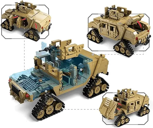 Miniatura 4 de M1A2 Abrams - Juego de construcción de tanques, modelo militar moderno a escala 1:28 con figuras de soldado, tanque 2 en 1 y vehículo blindado