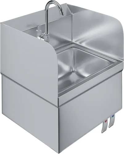 Miniatura 9 de AmGood Fregadero de mano de acero inoxidable para montaje en pared NSF Lavabo comercial de manos para restaurante, cocina y hogar