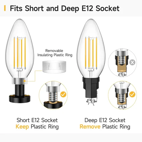 Miniatura 5 de SHINESTAR Bombillas LED regulables para candelabro E12, equivalente a 60 W, bombillas de araña vintage B11 de 5.5 W, 2700 K blanco cálido, lámpara