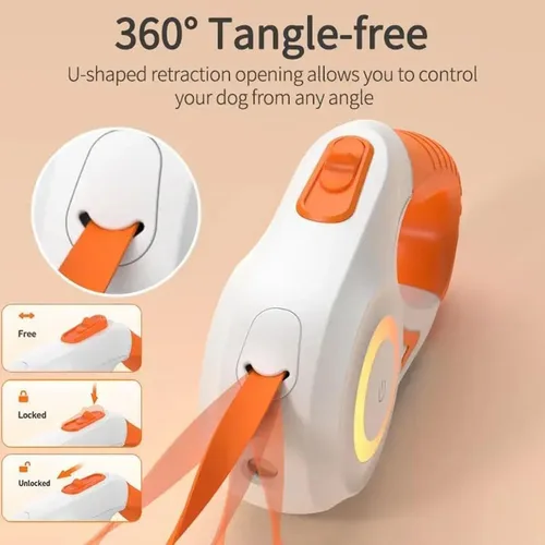 Miniatura 7 de Best Dog Supplies - Correa retráctil luminosa para perro con luz LED de seguridad frontal, correa de entrenamiento sin enredos de 360° para una