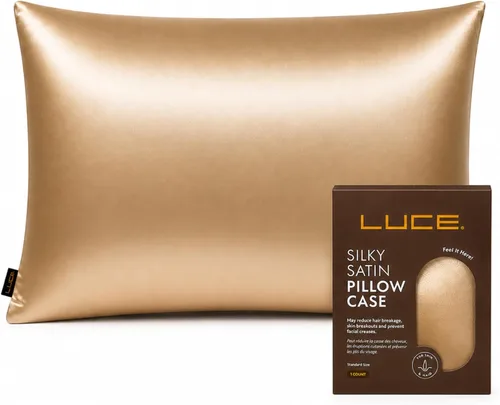 LUCE Funda de almohada de satén de 600 hilos, comodidad sedosa para cabello y piel, similar a las fundas de almohada de seda para un sueño