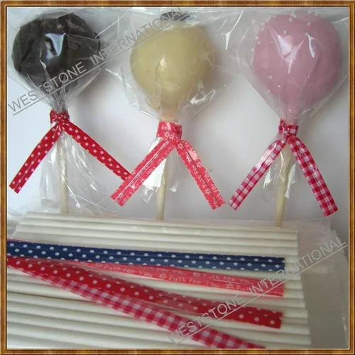 Miniatura 8 de 100 palitos de piruleta de 6 pulgadas + bolsas de 3 x 5 pulgadas + lazos plateados + 5 palitos transparentes gratis) para caramelos de piruleta Cake