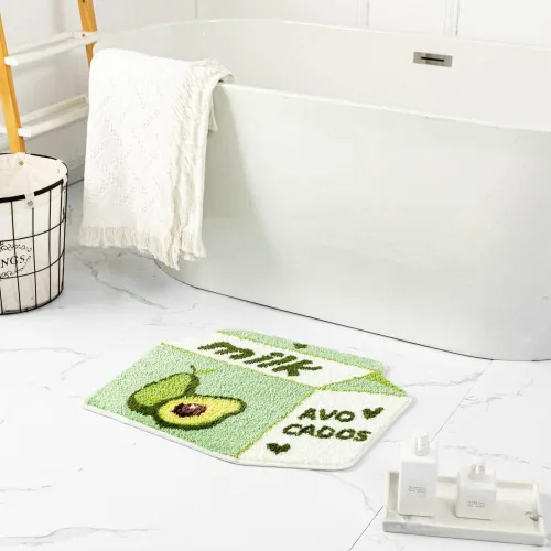 Miniatura 2 de Alfombra de baño con aguacate y frutas para baño, bonita alfombra de baño verde para niños, antideslizante, alfombra de baño de frutas