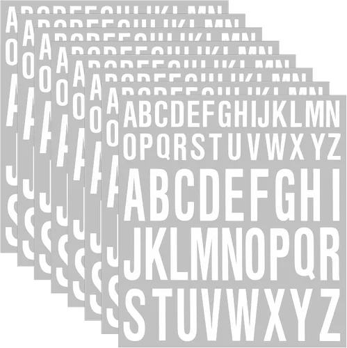 Gersoniel 8 hojas de calcomanías de vinilo del alfabeto, impermeables, autoadhesivas, letras para pósteres, tablones de anuncios, buzón de correo,