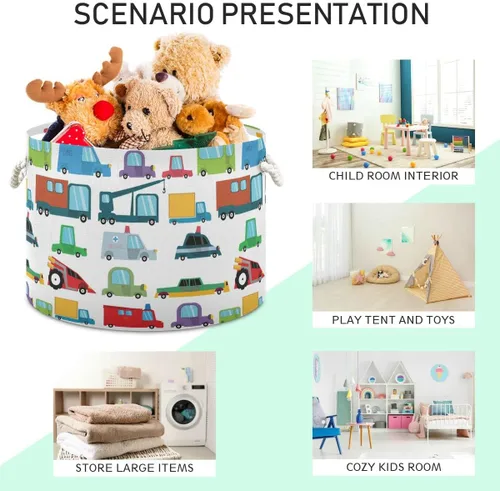 Miniatura 4 de senya Cesta de almacenamiento grande plegable bolsa de ropa redonda plegable de tela para ropa sucia cesta de lavado plegable para niños coches