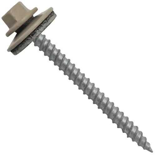 Miniatura 25 de 12 tornillos para techos de metal gris ABC de 2-1/2 pulgadas, cabezal de arandela hexagonal, arranque automático/roscado, arandela EPDM. 1 bolsa