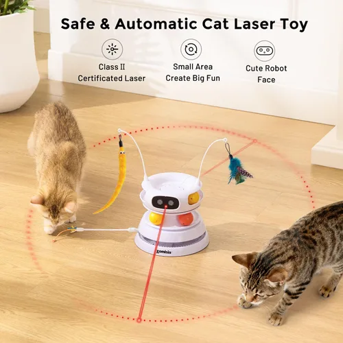 Miniatura 4 de ZOMISIA Juguetes interactivos para gatos de interior, 5 en 1, recargable, automático, juguete para gatos con láser, activado por movimiento