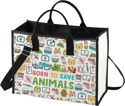 Miniatura 8 de LEVLO Veterinario Cosmético Maquillaje Bolsa de Técnico Veterinario Regalo Nacido Para Salvar Animales Maquillaje Cremallera Bolsa Bolsa Para
