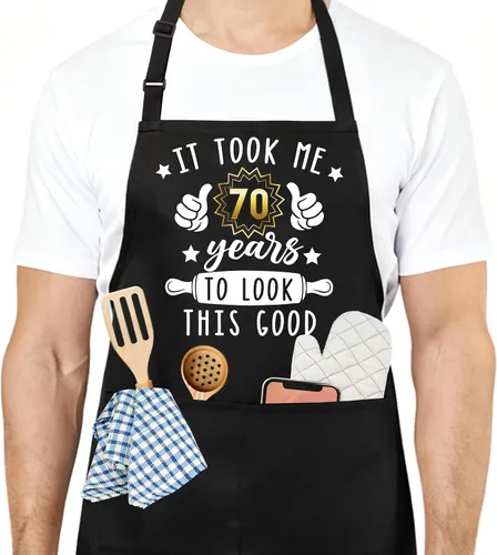 Miniatura 11 de Divertido delantal de cocina para mujeres y hombres, delantal de cocina para hornear con 2 bolsillos, lindo regalo de cumpleaños, Navidad, día