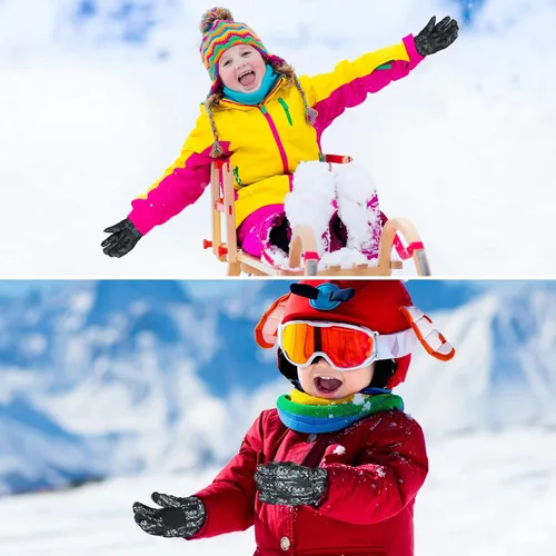 Miniatura 7 de SATINIOR 2 pares de guantes impermeables para niños, guantes de nieve cálidos para invierno, guantes de esquí para niños y niñas, resistentes al