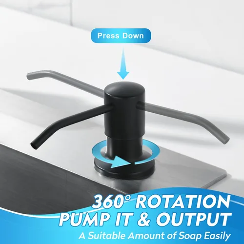 Miniatura 5 de CREA Dispensador de jabón para platos para fregadero de cocina, juego de dispensador de jabón de cocina integrado con tubo de 39 pulgadas, botella
