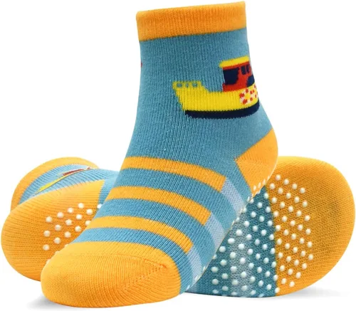Miniatura 53 de Tphon Calcetines para niños pequeños con empuñaduras, 12 pares de calcetines antideslizantes de algodón para niños y niñas de 1 a 7 años