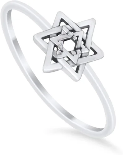Miniatura 3 de Blue Apple Co. Star of David - Anillo de plata de ley 925 maciza, Plata de ley 925