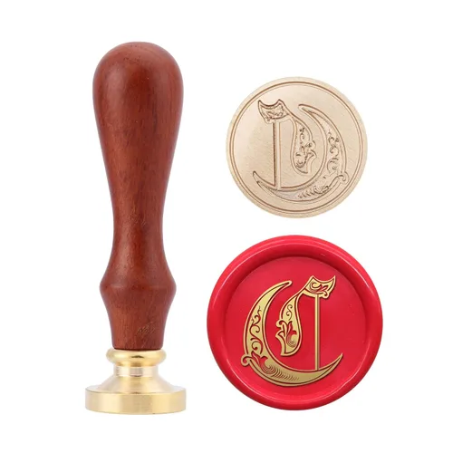 Miniatura 8 de Yoption Sello de cera del alfabeto gótico vintage, sello de cera, sello de cera para tarjeta de Acción de Gracias, sobre, envoltura de regalos