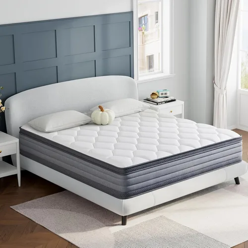 Miniatura 2 de Colchón híbrido tamaño Queen de 12 pulgadas, colchón híbrido en una caja, espuma viscoelástica de gel y resortes embolsados individuales, soporte