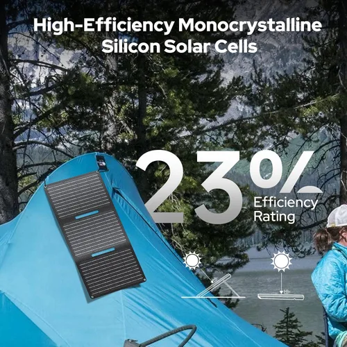 Miniatura 4 de ENOFLO Cargador de panel solar de 30 W YT30 Panel solar plegable IP65 Cargador solar impermeable con QC3.0 USB y salida CC (10 conectores) 24%